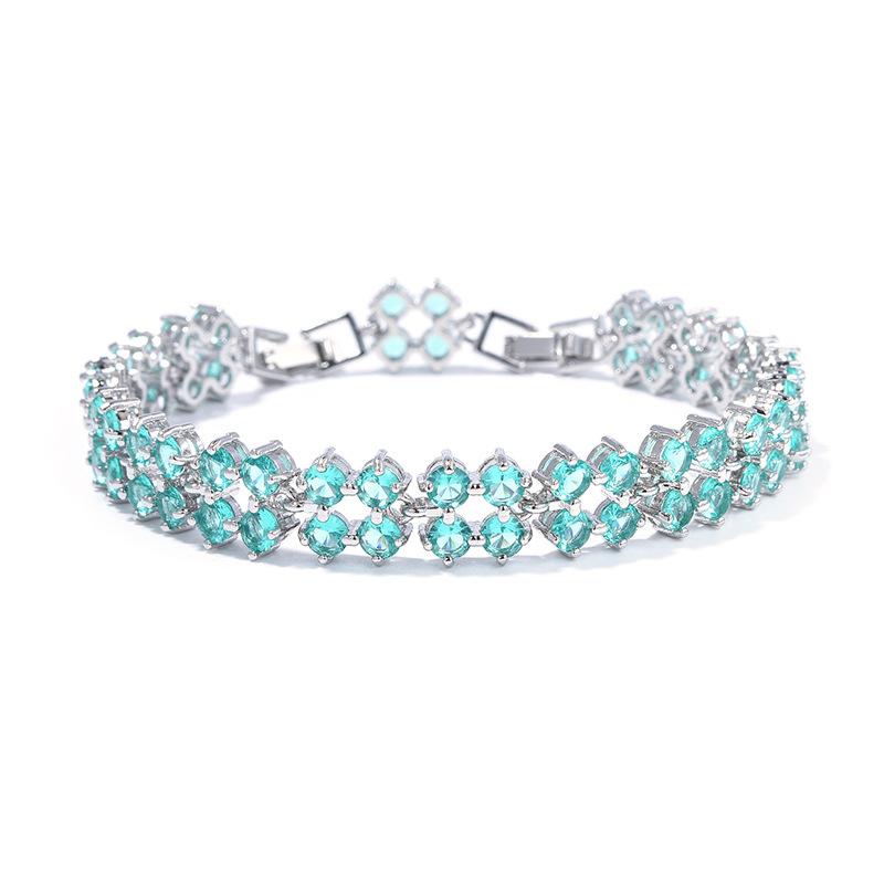 Luxury Inlaid Colored Gemstones Roman Bracelet Synthetic Cubic Zirconia Colored Diamonds Crystal Zircon Party Versatile Bracelet