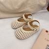 Youth Style Shoes Girls Sandals With Mesh Weave Design Closed Toe Soft Rubber Sole Princess Style Slip-On Shoes Kids