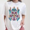 Day of The Dead Sugar Skull TShirt Colorful Mexican Folk Art Graphic Printed Tee Dia De Los Muertos Shirt Women Fashion Tops