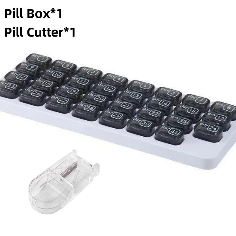 Portable 31-Day Medicine Box large-Capacity Medicine Box Dust-Proof And Moisture-Proof Detachable Medicine Box чёрный