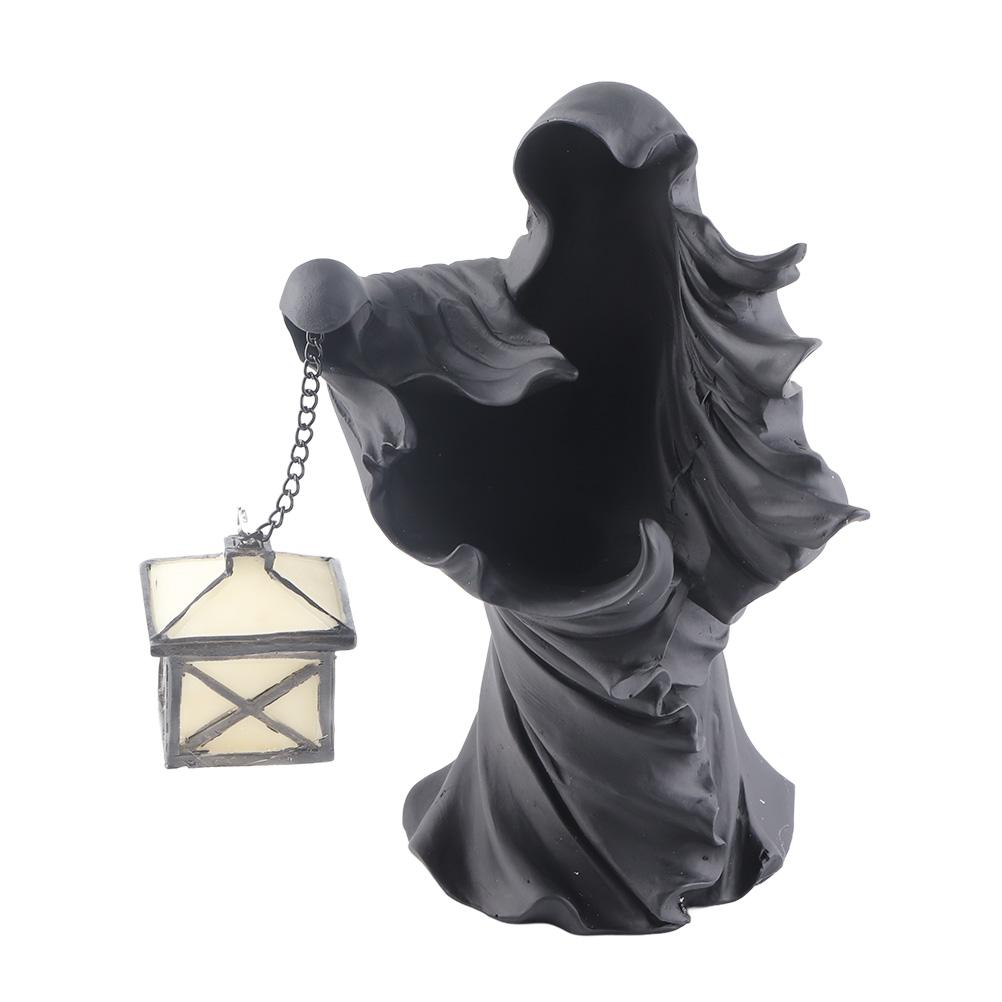 

Статуя призрака на Хэллоуин, держащая фонарь, статуя призрака из смолы для украшения вечеринки на Хэллоуин Yellow Silver