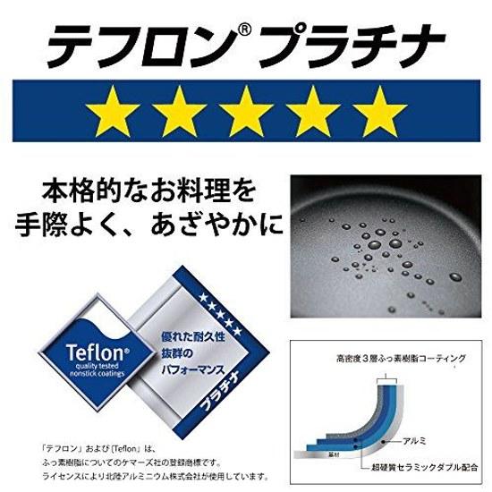 Hokuriku Alumi Deep Frying Pan 22cm Gas Only Lightweight Cast Style Light Teflon Coating Made Japan
