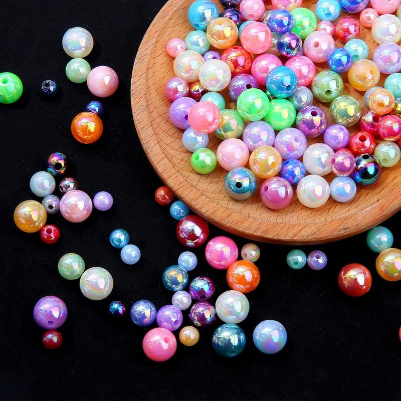 6/8/10mmABS Imitation Pearl AB Color Round Beads DIY Handmade Beaded Loose Bead Material Hair Accessories