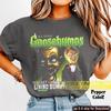 Arrepio Filme de Terror R.L. Camiseta Stine Unisex Softstyle, Camiseta Noite do Boneco Vivo, Camiseta de Fã, Presente Assustador para Leitor Compulsivo, Livro Vintage dos Anos 90 FD
