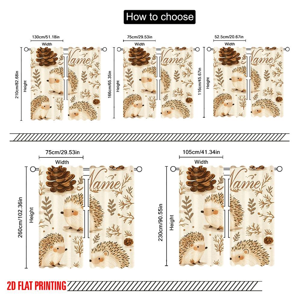 2pcs,2D Plane Printing Curtain Popular Woodland Critters Durable 100% Polyester Fabric (without Rod) Gifts Use for Bedroom