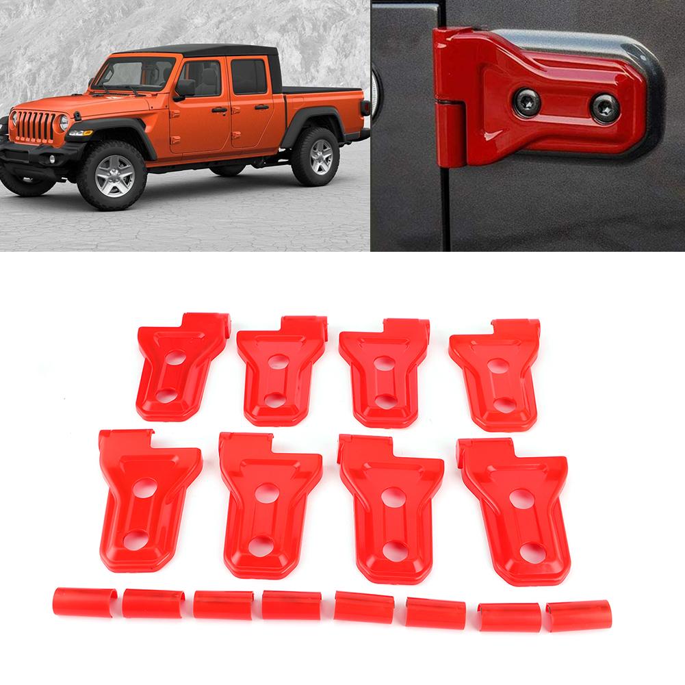 16Pcs Set Door Hinge Cover Protection Trim Fits for Jeep Wrangler JL JLU Gladiator Trunk JTRed