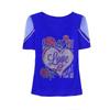 Streetwear Girl Chic Summer T-shirt Fashion Sexy Slim Women Flower Heart Tops Shiny Rose Hot Diamonds Design Tees