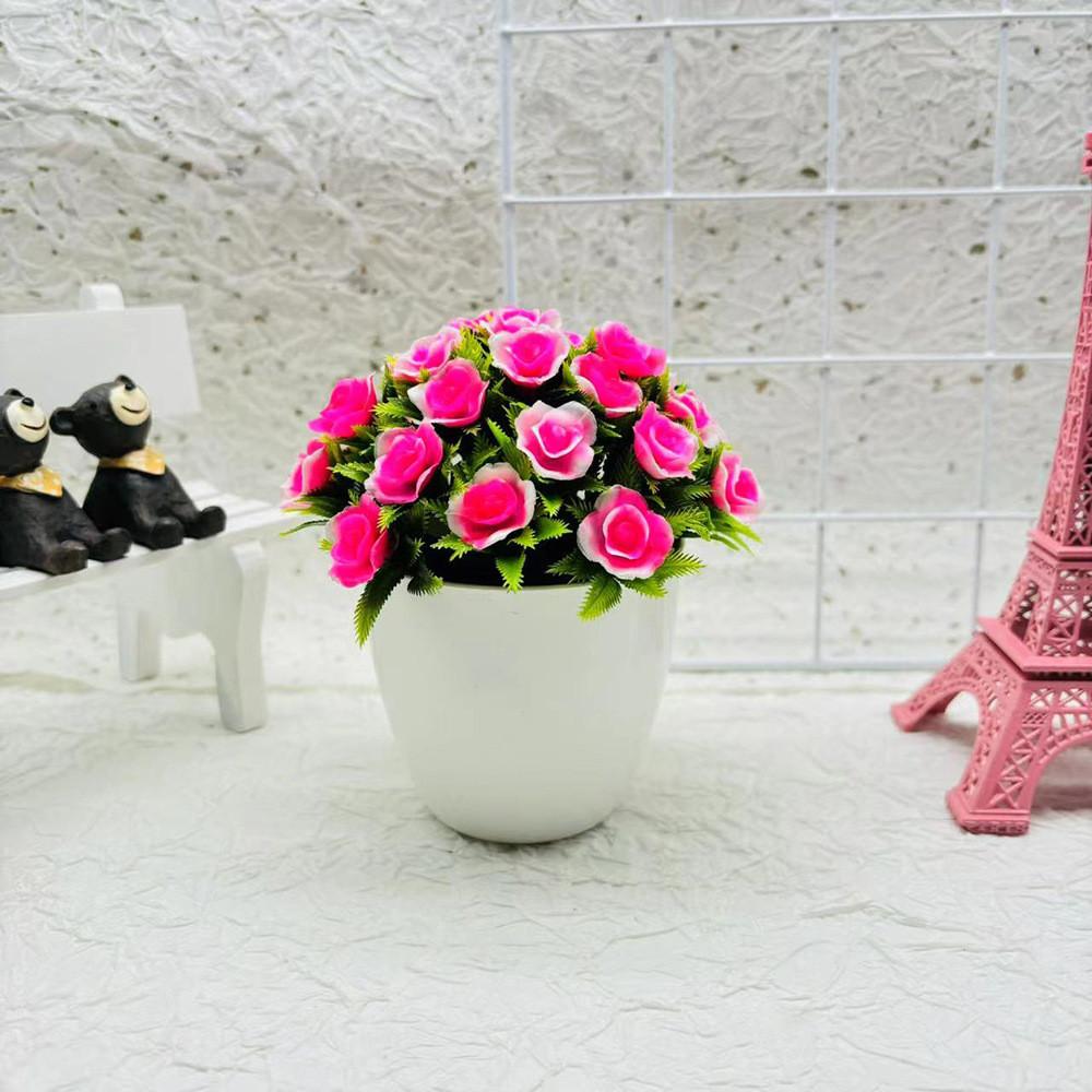 Plastic Indoor Decorative Sphere With Faux Fuchsia Flowers For Office Displays