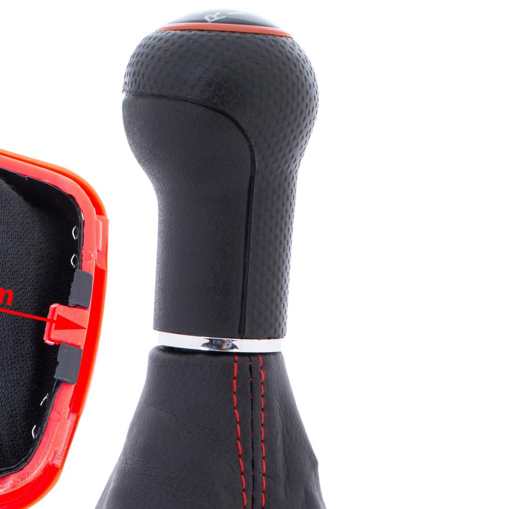 VW Golf IV 97-06 Gear Shift Knob + Gaiter With Red Frame, 6-Speed, 23 Mm