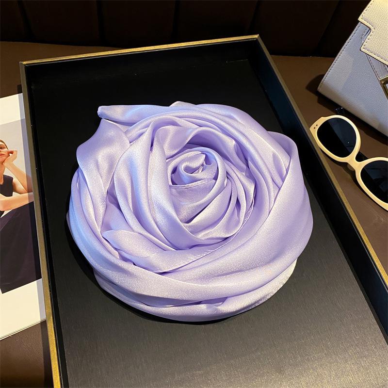 Women's Versatile Long Silk-Like Scarf: Spring Summer Solid Color Neck Tie Accessory