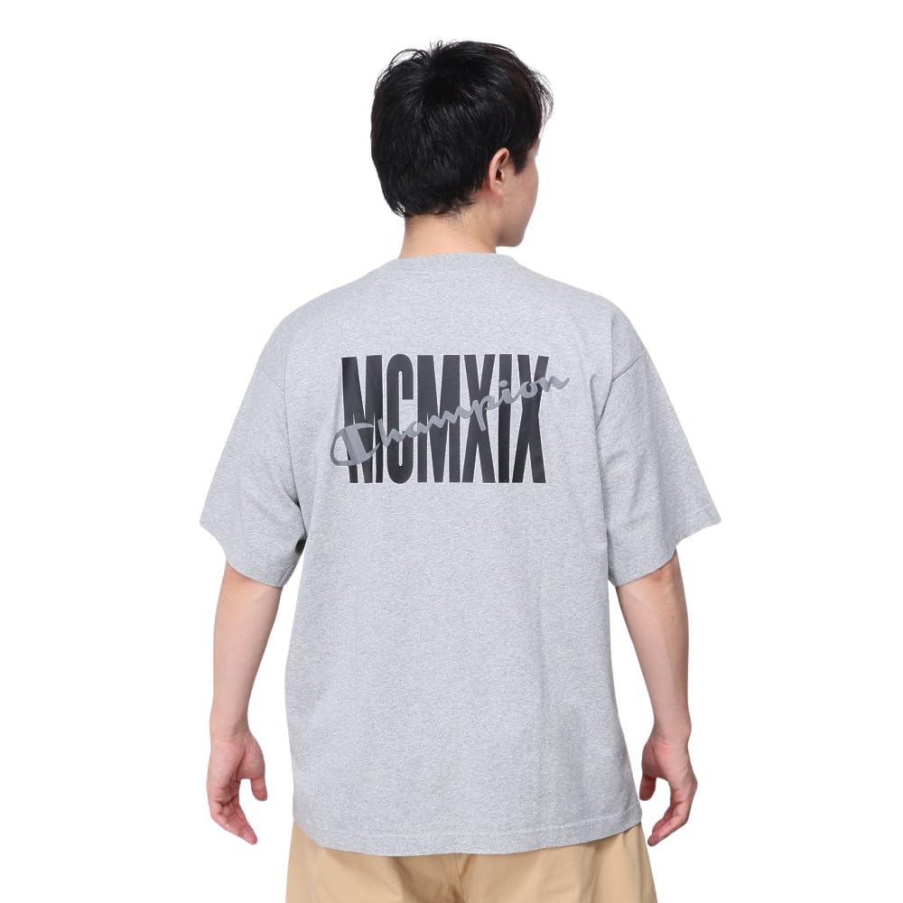 Champion Short Sleeve Crew Neck Graphic Action Oxford Gray Men's T-Shirt, 100% Cotton, Print, Style, C3-Z305,