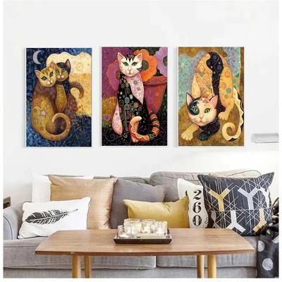 Famous Gustav Klimt Cats Poster Canvas Painting Abstract Cute Animal Retro Wall Picture For Living Room Home Decor Cuadros