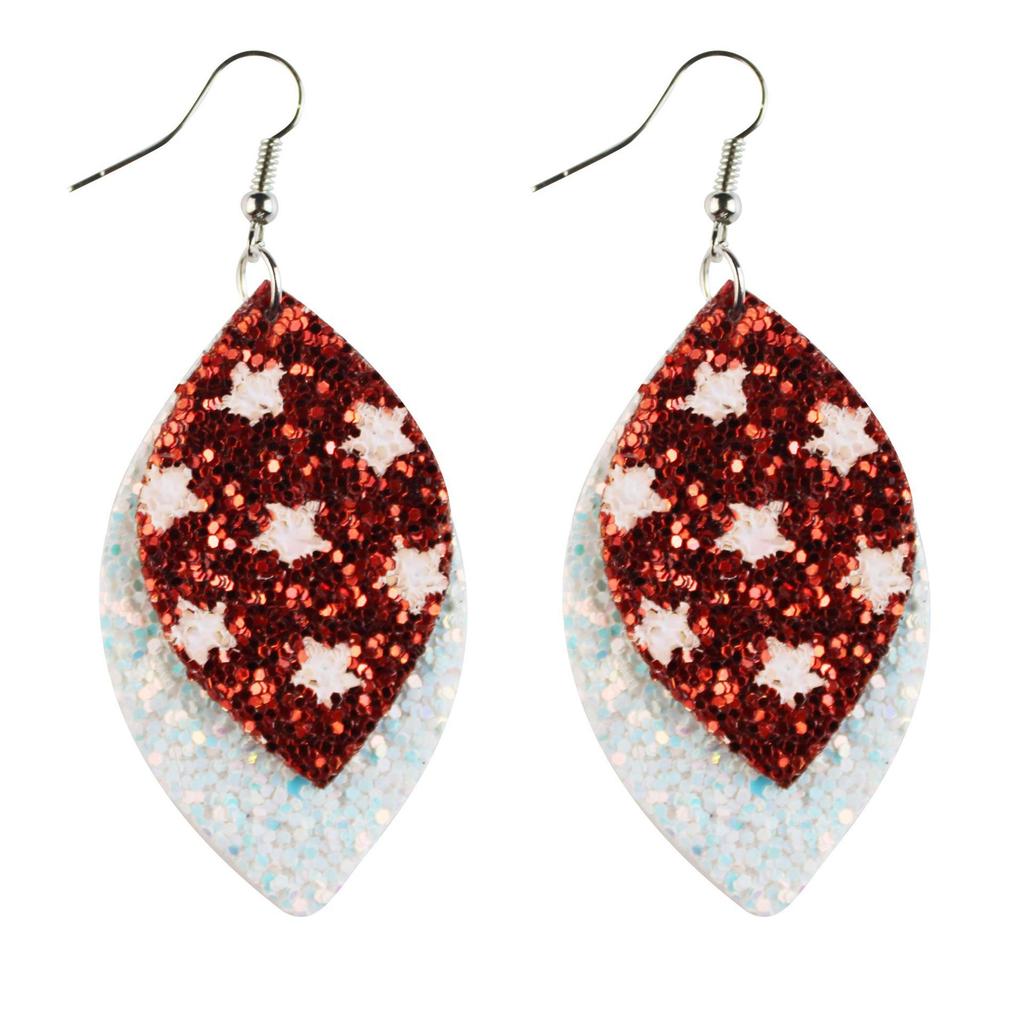 American Flag Star Stripe Elements Independence Day Leather Earrings Election Theme Diy