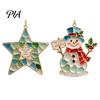 Decorative Acrylic Pendants 2Pcs Sea Glass Christmas Ornament, Seaglass Heart Bird Angel Tree Star Handmade Ornaments Snowman Pendant, Xmas