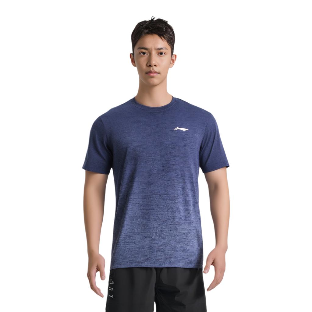 Li Ning Basketball Collection T Shirt Men's Dark Marine Blue Clear Sky Blue Gradient AHSU817-3