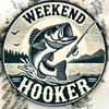 Vintage 8 Inch Round Aluminum Sign, Rustic Fishing Metal Wall Decor for Man Cave, Home Bar Indoor Outdoor