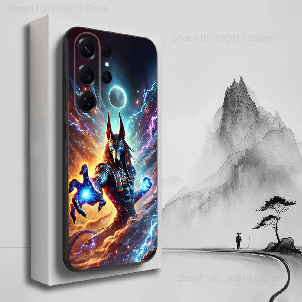 Anubis God Egyptian Case For Samsung S22,S21,S9,S25,S24,S23,Ultra,FE,S20,S10,Plus,Lite,Soft Silicone Black