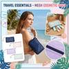 Reise-Kosmetiktasche Netz-Handtasche Tragbarer Make-up-Organizer Toilettenartikel-Aufbewahrungstasche für Strand und Reise mit Reißverschluss