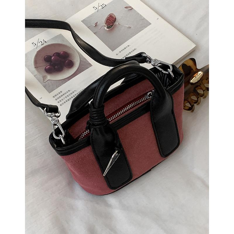 Retro simple handbag small bag 2025 new simple canvas small square bag shoulder messenger bag women s bag
