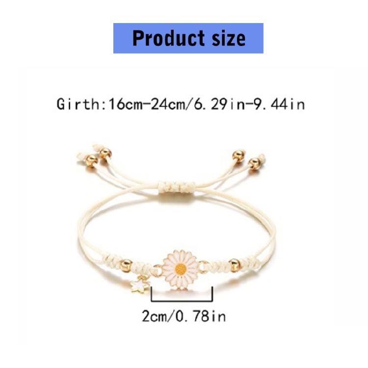Fashionable Daisy Bracelet Delicate Pendant Bracelet Weaving Bracelet Adjustable Rope Bracelet for Women Matching Outfit