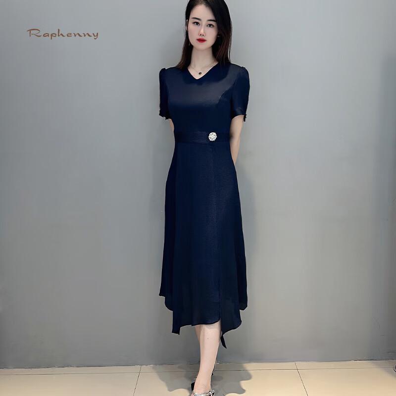 

Raphenny Women s Elegant V-Neck Short Sleeve Mid-Length Dress XL