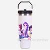 30Oz K-Pop Portable Car Cup Stainless Steel Thermos Cup with Straw Travel Sports Water Bottle with Handle Cover Coffee Vacuum Flask