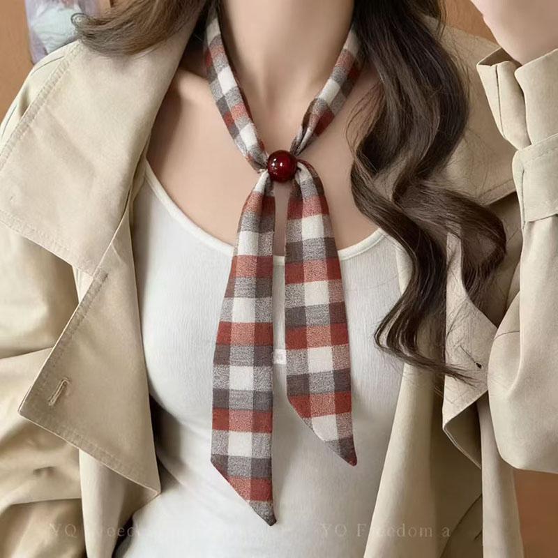 Retro Maillard Brown Floral Scarf Fashionable Old Money Style Light Luxury High-Grade Temperament Small Square Towel Lazy Scarf