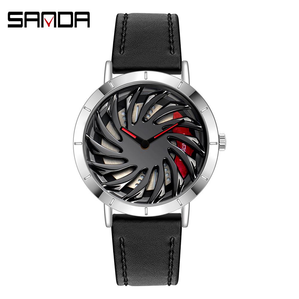Sanda Meilleure Vente 1088 Montre pour Adolescent: Personnalisé, Cadran Rotatif 3D, Tendance, Quartz Étanche.