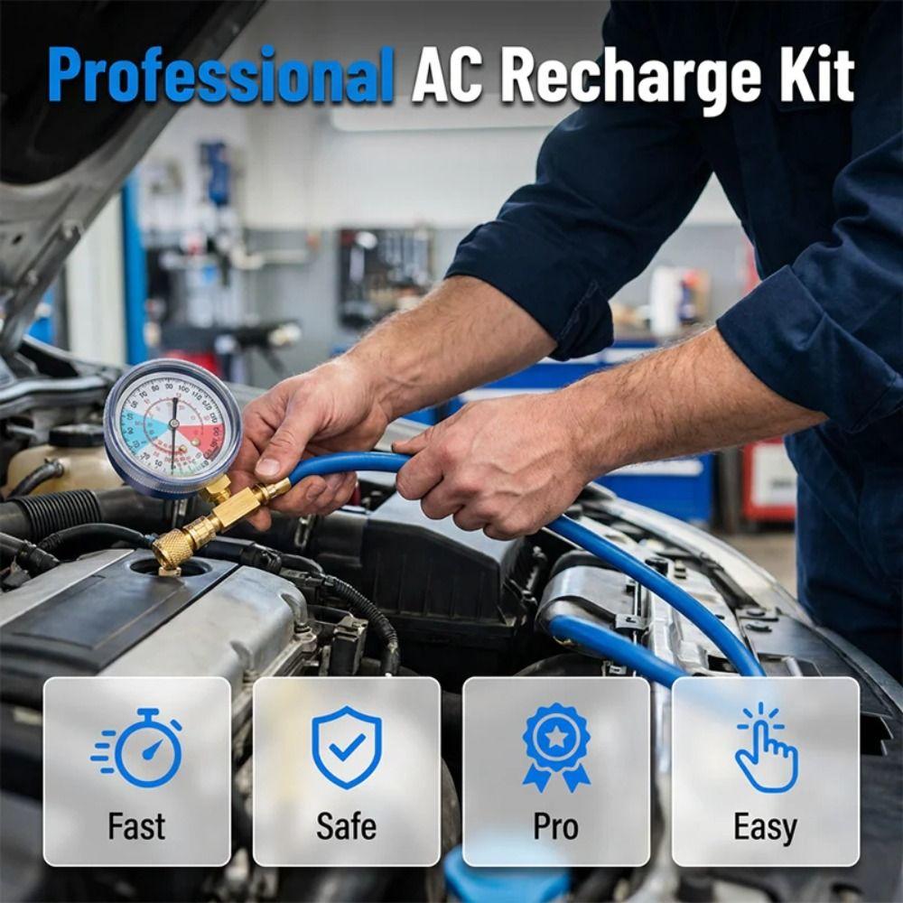 AC Maintenance AC Recharge Hose Quick Connector Pressure Gauge Hose