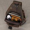 Crazy Horse Leather Breast Bag Men'S Casual Retro Oblique Span Bag First Layer Cowhide Shoulder Bag Commuter Outdoor Leisure Bag