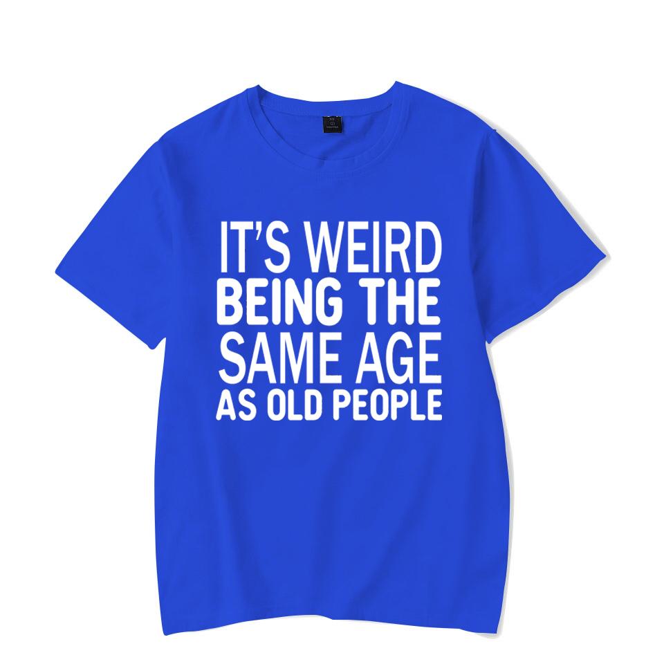 Круто, это странно быть ровесниками, футболка с принтом для женщин, летние модные повседневные футболки, топы с короткими рукавами M синий