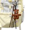 Yogodlns  PU Leather Little Bear Woven Rope Backpack Pendant Decoration Fashion DIY Keychain Bag Accessories