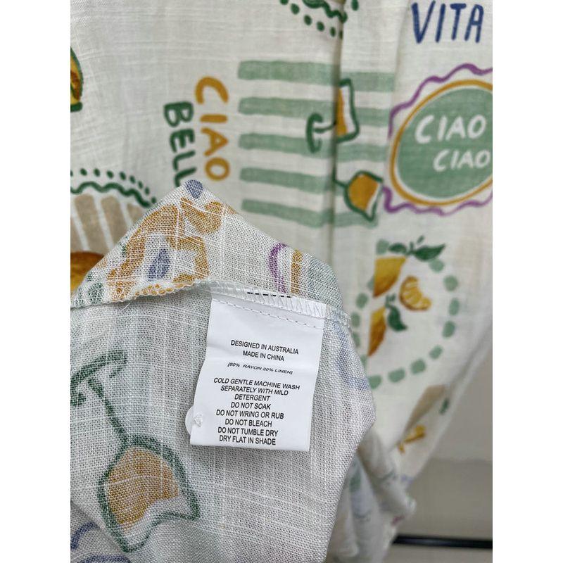 Australian Label of Love Fruit Fermentation Artistic Sense Niche Graffiti Print Cotton and Linen Shirts Mid-Length