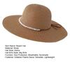 Beach Hat with Imitation Pearl Accents Full Face Sun Protection Flat Top Large Brim UV Blocking Summer Straw Hat