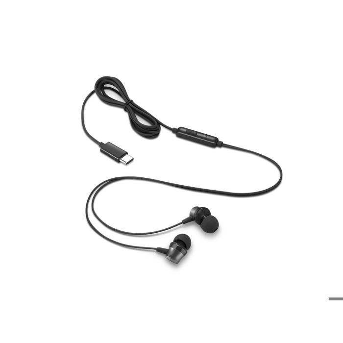 Écouteurs intra-auriculaires - LENOVO - USB-C - Blanc - Filaire - Commandes lecture/pause