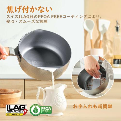 SENSARTE Yukihira Pot, Non-Stick, with Lid, 18cm, Single-Handed Saucepan, Yukihira Pot, Induction and Gas Compatible, Saucepan, Milk Pan, Multi-Purpos
