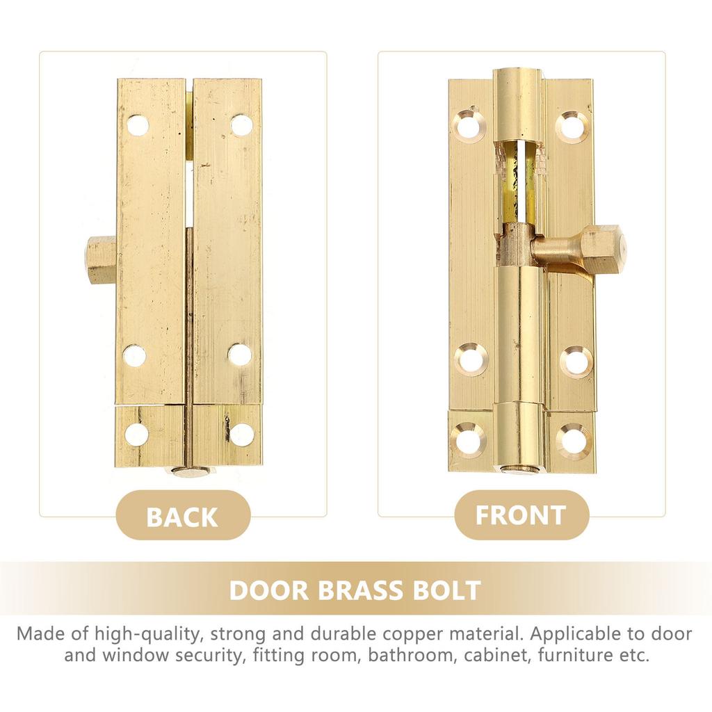 2Pcs Premium Copper Door Bolt Strong Rust Resistant Brass Door Latch Lock for Wooden Doors Windows Furniture Cabinets Easy