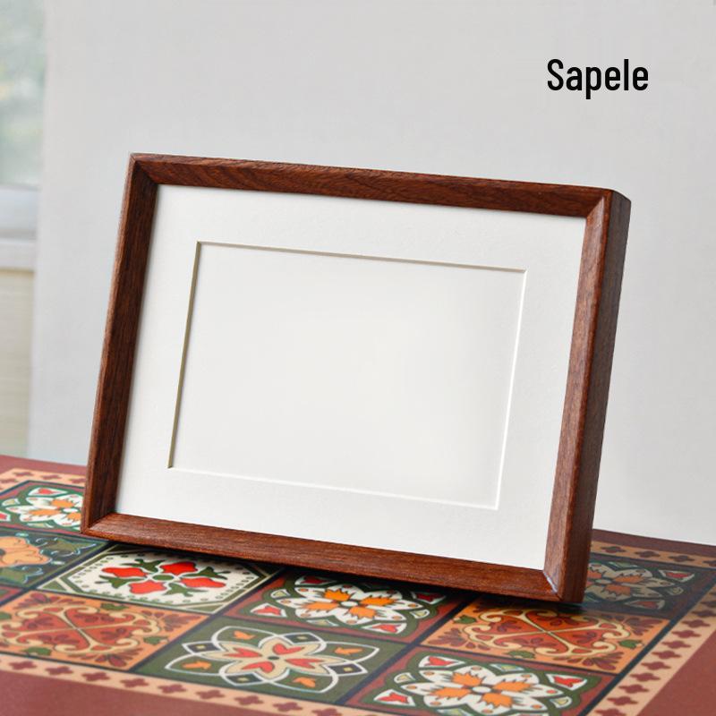 Cherry Wood Mortise and Tenon Photo Frame - High-End Black Walnut Display, 6x8, 10x14 Inch 6-inch (inner frame 10.2*15.2cm) single tenon