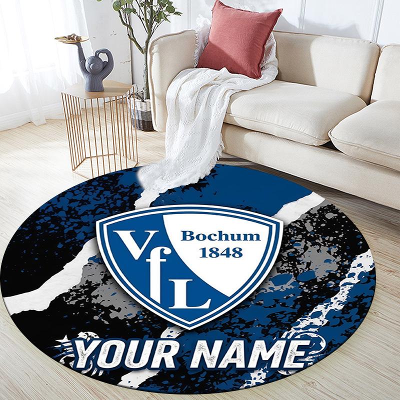 Custom Name VfL Bochum Round Area Rug,Carpet Rug for Living Room Bedroom Sofa Playroom Decor,Non-slip Floor Mat