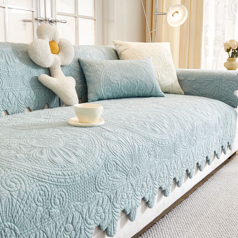 

New Arrival Cotton Sofa Cushion All Year Round General Fabrics Non-Slip Cushion Pure Cotton Simple and High-End Leather Sofa Cover Cover Cloth HP blooming rich-light blue 70*70cm