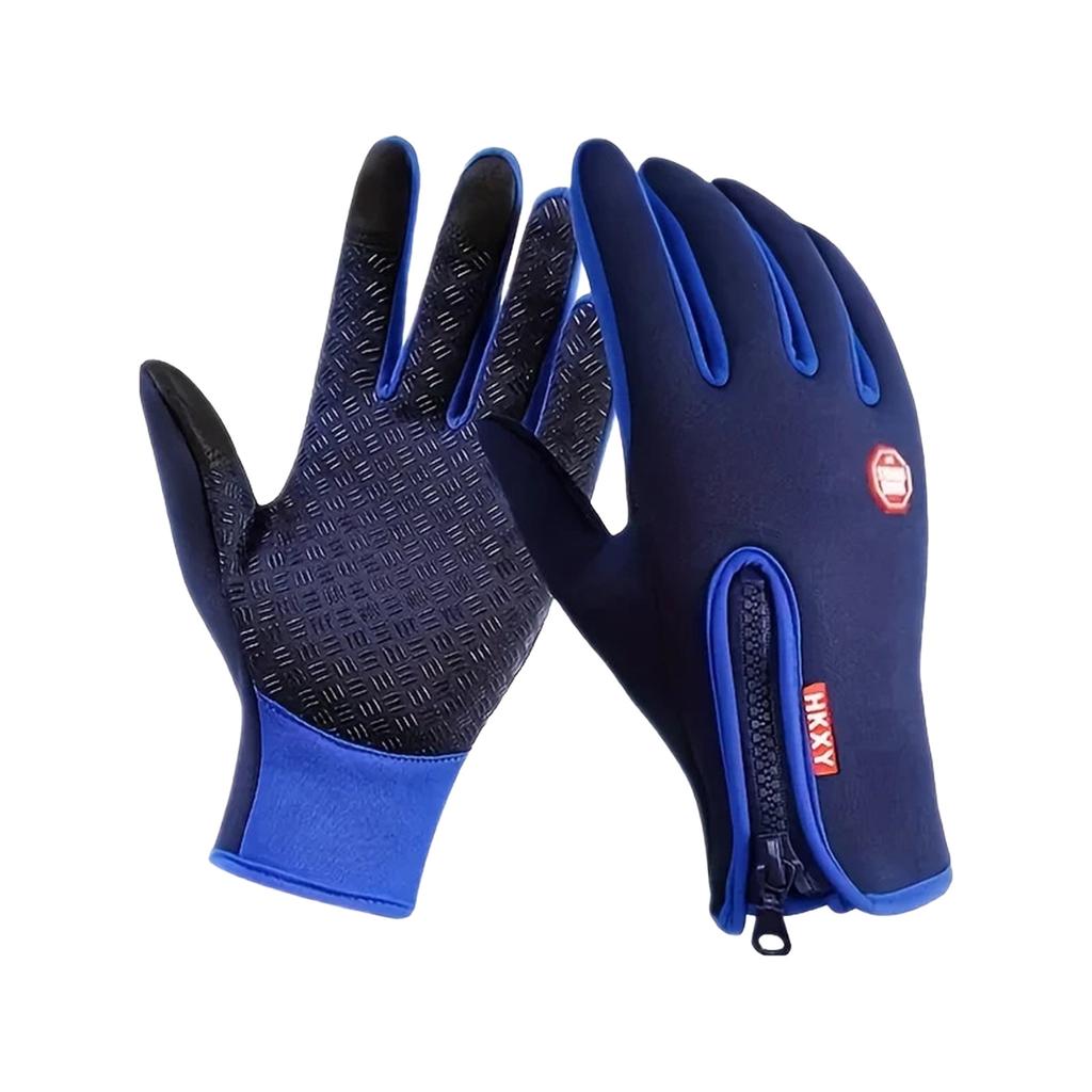 Mănuși de iarnă cu touchscreen Rezistente la vânt Căptușeală din fleece Design cu fermoar pentru Ciclism Schi Drumeții Unisex Sporturi în aer liber