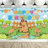 Cute Capybara Happy Birthday Backdrop Decoration Cartoon Animal Party Decor for Kids’ Birthday Celebration Backdrop Shoot Prop566