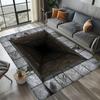 Art Industrial Multi-Material Patchwork Rug Wood Brick &Stone Design NonSlip Easy Clean Living Room Entryway Home Decor Flormat