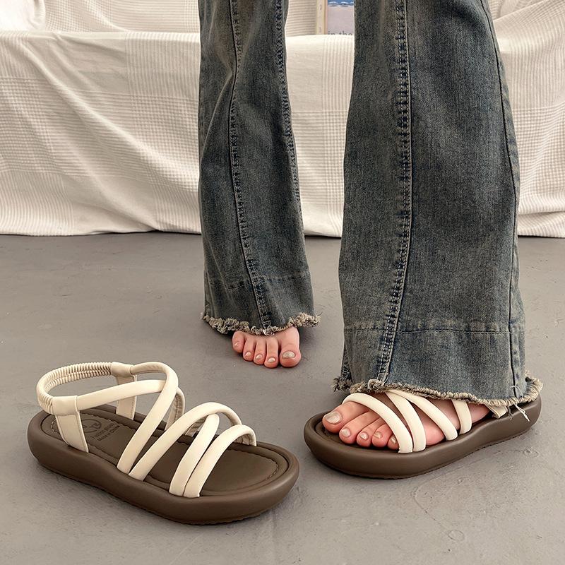 

French platform with skirt sandals women s summer wear advanced sense 2025 super fire new flat-bottomed versatile beach shoes 40 бежевый