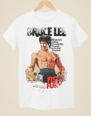 Punhos de Fúria - Camiseta Branca Unisex Inspirada no Cartaz do Filme Camiseta Unisex