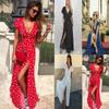 Stylish Womens Holiday Polka Dots Slit Maxi Dress Perfect For Summer Beach Outings