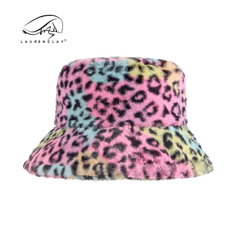 

Плюшевая панама с леопардовым принтом, женская, осенне-зимняя, новая, теплая, из искусственного кроличьего меха, милая и симпатичная, повседневная, ретро, шляпа-ведро, тренд M（56-58cm）