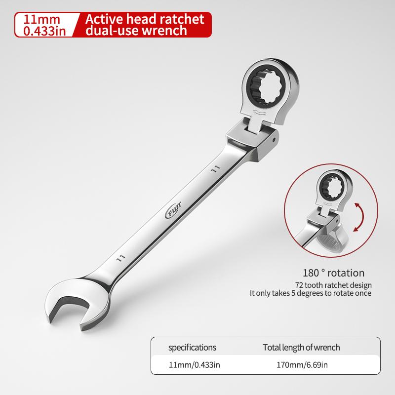 72-tooth ratchet combination wrench - plum open end wrench, 180° rotation, chrome vanadium steel, professional maintenance tool
