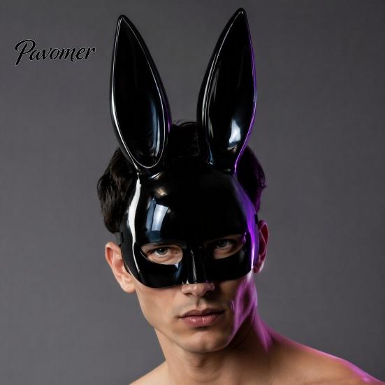 Plastic Rabbit Mask Halloween Bunny Half Face Mask, Costume Prop with Long Cosplay Supplies Ears, for Adults, Masquerade Party Accessory