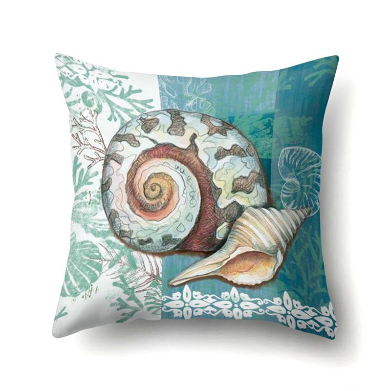 Polyester Pillowcase Peach Leather Velvet Cushion Cover Marine Life Seahorse Octopus Printed Pillowcase Car Cushion